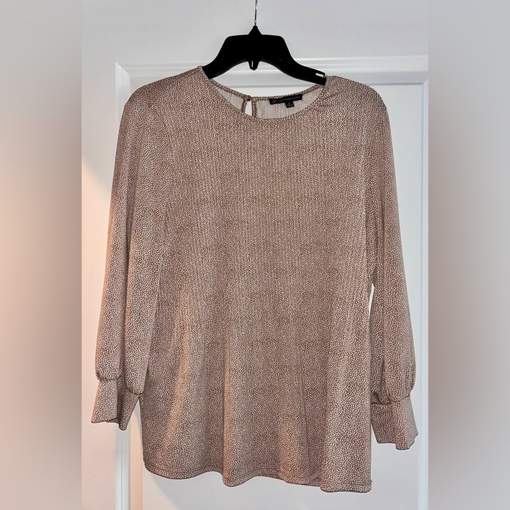 Adrianna Papell Beige Speckled Knit Top